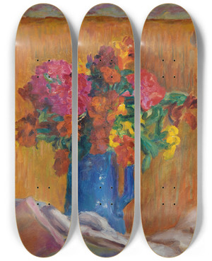 Triptych art skateboard deck of Pierre Bonnard Pot Bleu by Pierre Bonnard (1867-1947)