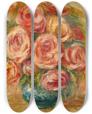 Triptych art skateboard deck of Pierreauguste Renoir Vasede Roses by Pierre-Auguste Renoir (1841-1919) Triptych art skateboard deck of Pierreauguste Renoir Vasede Roses by Pierre-Auguste Renoir (1841-1919)