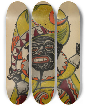 Triptych art skateboard deck of Sergey Yurievich Sudeikin The Moor by Sergey Yurievich Sudeikin (1882-1946)