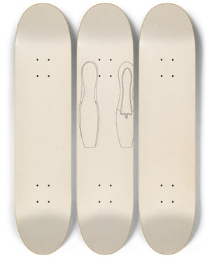Triptych art skateboard deck of Mae A Clarke Shoe by Mae A Clarke