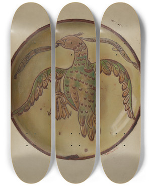 Triptych art skateboard deck of Max Soltmann Pa German Plate by Max Soltmann