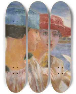 Triptych art skateboard deck of Pierre Bonnard Jeunes Filles La Mouette by Pierre Bonnard (1867-1947)