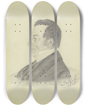 Triptych art skateboard deck of Johann Jakob Hoff Bildnis Johann Jeremias Hoff Vater Des Knstlers_1 by Johann Jakob Hoff (1838-1892)