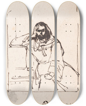 Triptych art skateboard deck of Nicaise De Keyser The Giaour_4 by Nicaise De Keyser (1813-1887)