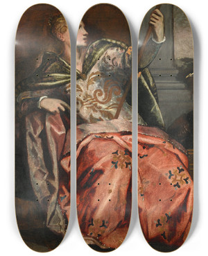 Triptych art skateboard deck of Domenico Tintoretto Allegory Of Vanity by Domenico Tintoretto (1560-1635)