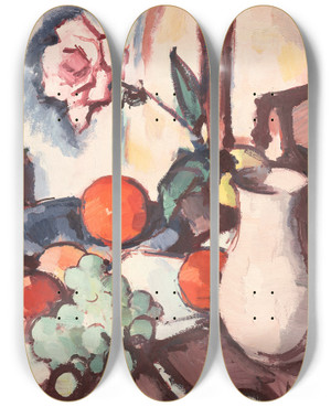Triptych art skateboard deck of Samuel John Peploe Still Life_2 by Samuel John Peploe (1871-1935)