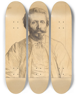 Triptych art skateboard deck of Alphonse Legros Auguste Delatre by Alphonse Legros (1837-1911)