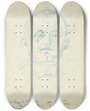 Triptych art skateboard deck of Edvard Munch Selfportrait_3 by Edvard Munch (1863-1944)