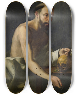 Triptych art skateboard deck of Spanish School Saint Dominic by Spanish School