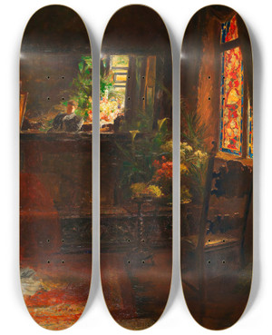 Triptych art skateboard deck of Olga Wisingerflorian Mein Atelier by Olga Wisinger-Florian (1844-1926)