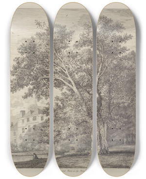 Triptych art skateboard deck of Jacob George Strutt The Plane Tree At Lee Court by Jacob George Strutt (1784-1867)