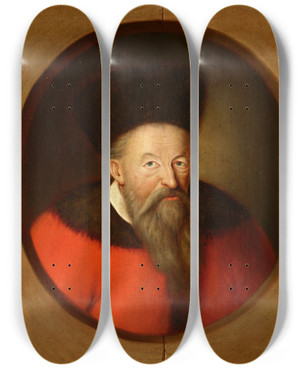 Triptych art skateboard deck of Friedrich Kloss Portrait Of Prince Konstanty Ostrogski 14601533 Castellan Of Vilnius Grand Hetman Of Lithuania by Friedrich Kloss (1783-1790)