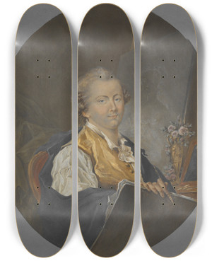 Triptych art skateboard deck of Michelmartin Drolling The Miniature Painter Peter Adolf Hall by Michel-Martin Drolling (1786-1851)