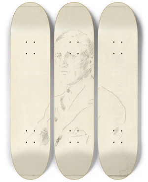 Triptych art skateboard deck of Henrik Lund Mannsportrett 5 by Henrik Lund (1879-1935)