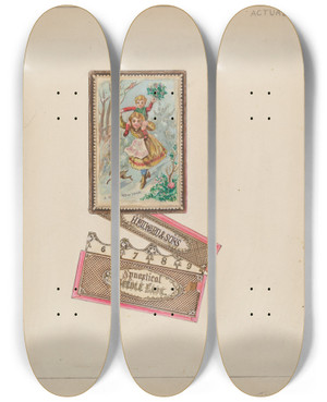 Triptych art skateboard deck of Thomas Holloway Needle Case by Thomas Holloway