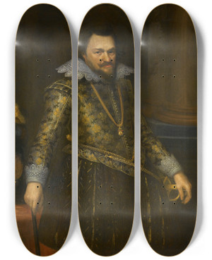Triptych art skateboard deck of Michiel Jansz Van Mierevelt Portrait Of Philips Willem 15541618 Prince Of Orange by Michiel Jansz Van Mierevelt (1566-1641)