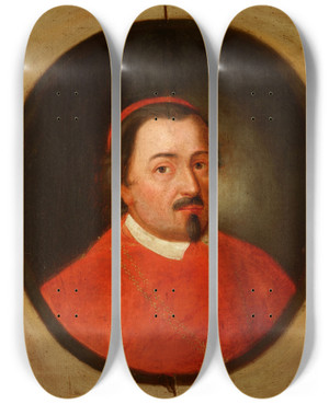 Triptych art skateboard deck of Friedrich Kloss Portrait Of Zbigniew Olenicki 13891455 Dbno Coat Of Arms Bishop Of Krakow Cardinal Primate by Friedrich Kloss (1783-1790)