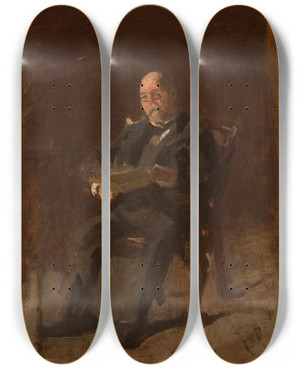 Triptych art skateboard deck of Thomas Eakins Robert M Lindsay by Thomas Eakins (1844-1916)
