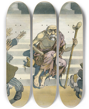 Triptych art skateboard deck of Udo Keppler Unclean Unclean by Udo Keppler (1872-1956)