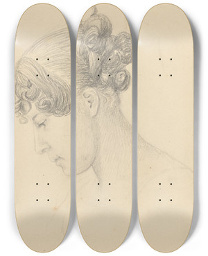 Triptych art skateboard deck of John Flaxman Head Of A Woman Looking Down Theresa Turner by John Flaxman (1755-1826) Triptych art skateboard deck of John Flaxman Head Of A Woman Looking Down Theresa Turner by John Flaxman (1755-1826)