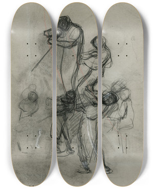 Triptych art skateboard deck of Isaac Israls Glasblazers 2 by Isaac Israels (1865-1934)