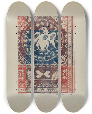 Triptych art skateboard deck of Eileen Knox Coverlet Eagle Coin by Eileen Knox