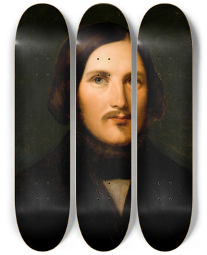 Triptych art skateboard deck of Wojciech Korneli Stattler Portrait Of Edmund Wasilewski by Wojciech Korneli Stattler (1800-1875)