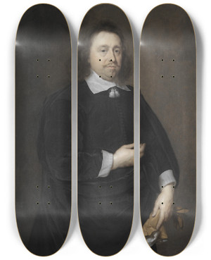 Triptych art skateboard deck of Cornelis Jonson Van Ceulen Antoine Charles Parmentier by Cornelis Johnson Van Ceulen (1593-1661)