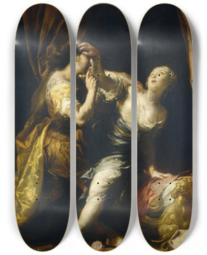 Triptych art skateboard deck of Giuseppe Maria Crespi Tarquin And Lucretia by Giuseppe Maria Crespi (1665-1747)