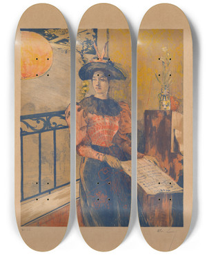 Triptych art skateboard deck of Alexandre Lunois Lillumination by Alexandre Lunois (1863-1916)