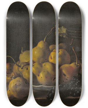 Triptych art skateboard deck of Luis Melndez Still Life With Pears And Grapes by Luis Melendez (1716-1780) Triptych art skateboard deck of Luis Melndez Still Life With Pears And Grapes by Luis Melendez (1716-1780)