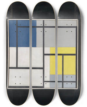 Triptych art skateboard deck of Theo Van Doesburg Simultaneouscomposition by Theo Van Doesburg (1883-1931)