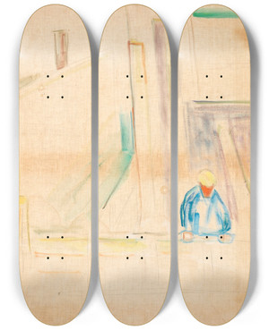 Triptych art skateboard deck of Edvard Munch Mason by Edvard Munch (1863-1944)
