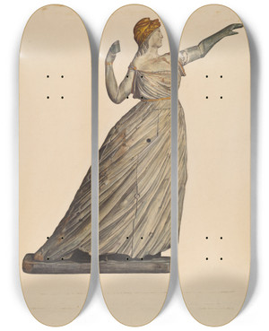 Triptych art skateboard deck of Elizabeth Fairchild Figurehead Columbia by Elizabeth Fairchild