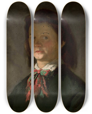 Triptych art skateboard deck of Ksawery Pillati Portrait Of Artists Wife by Ksawery Pillati (1843-1902)