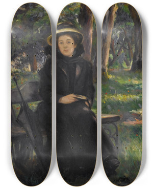 Triptych art skateboard deck of Victor Gabriel Gilbert Le Grand Repose Dominical Mrs Victor Gilbert by Victor Gabriel Gilbert (1847-1933)