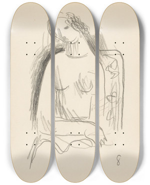 Triptych art skateboard deck of Mikul Galanda Sketchbook_55 by Mikulas Galanda (1895-1938)