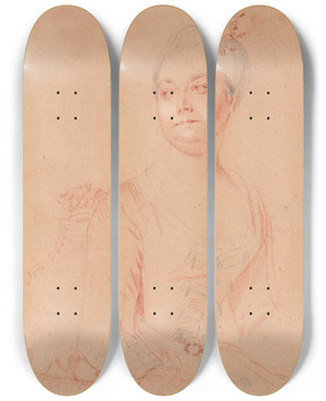 Triptych art skateboard deck of Philippe Mercier Portrait Deleanor Brownlow Vicomtesse Tyrconnel by Philippe Mercier (1689-1760)