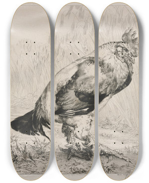 Triptych art skateboard deck of Flix Bracquemond The Old Cock by Felix Bracquemond (1833-1914) Triptych art skateboard deck of Flix Bracquemond The Old Cock by Felix Bracquemond (1833-1914)