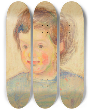 Triptych art skateboard deck of Nikolai Triik Lapse Pea by Nikolai Triik (1884-1940)