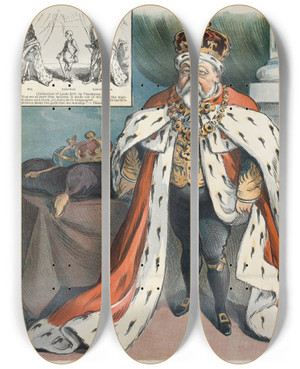 Triptych art skateboard deck of Udo Keppler Edward Rex by Udo Keppler (1872-1956)