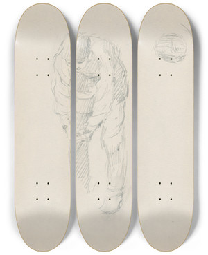 Triptych art skateboard deck of Gustv Mall Mu by Gustav Mally (1879-1952)