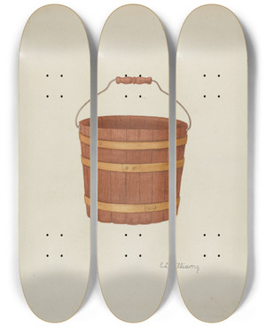 Triptych art skateboard deck of Edward D Williams Shaker Cedar Basket by Edward D Williams