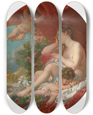 Triptych art skateboard deck of Franois Boucher The Sleep Of Venus by Francois Boucher (1703-1770)