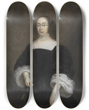 Triptych art skateboard deck of Cornelis Jonson Van Ceulen Elisabeth Vivien by Cornelis Johnson Van Ceulen (1593-1661)