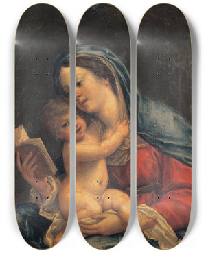 Triptych art skateboard deck of Francesco Albani Madonna With The Child by Francesco Albani (1578-1660)