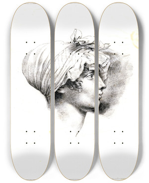 Triptych art skateboard deck of David Humbert De Superville Mietje Brinkman Hoofd En Profil Naar Rechts by David Humbert De Superville (1770-1849)
