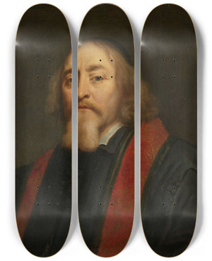Triptych art skateboard deck of Jrgen Ovens Portrait Of Jan Amos Comenius by Jurgen Ovens (1623-1678)