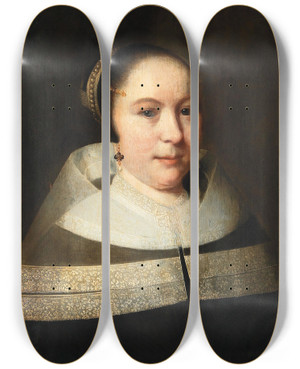Triptych art skateboard deck of Thomas De Keyser Portrait Of A Lady_3 by Thomas de Keyser (1596-1667)