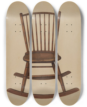 Triptych art skateboard deck of Leonard Battee Chair by Leonard Battee